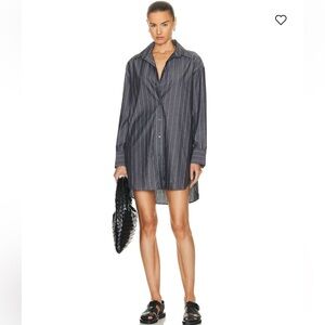 Enza Costa NWOT Revolve Charcoal Gray Pinstripe Shirt Dress
